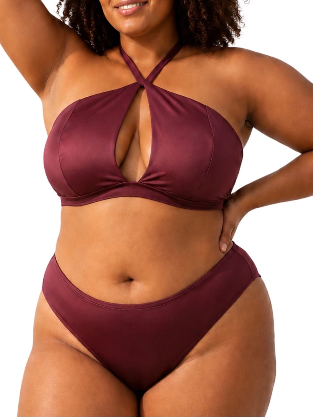 Cacique Lane Bryant Plum Halter Bikini Set 28 2X NWT $129